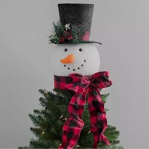 Snowman w/buffalo check scarf Tree topper - Kirkland Home